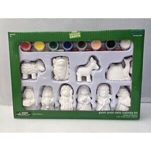 Paint Your Own Nativity Kit Christmas Craft 10 Figures Jesus Mary Joseph NEW